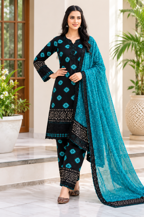 Lawn Unstitched 3PC - Premium Embroidered Collection (Code M01)